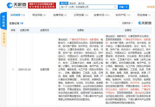 一下科技工商變更，經(jīng)營范圍新增演出經(jīng)紀(jì)與互聯(lián)網(wǎng)信息服務(wù)